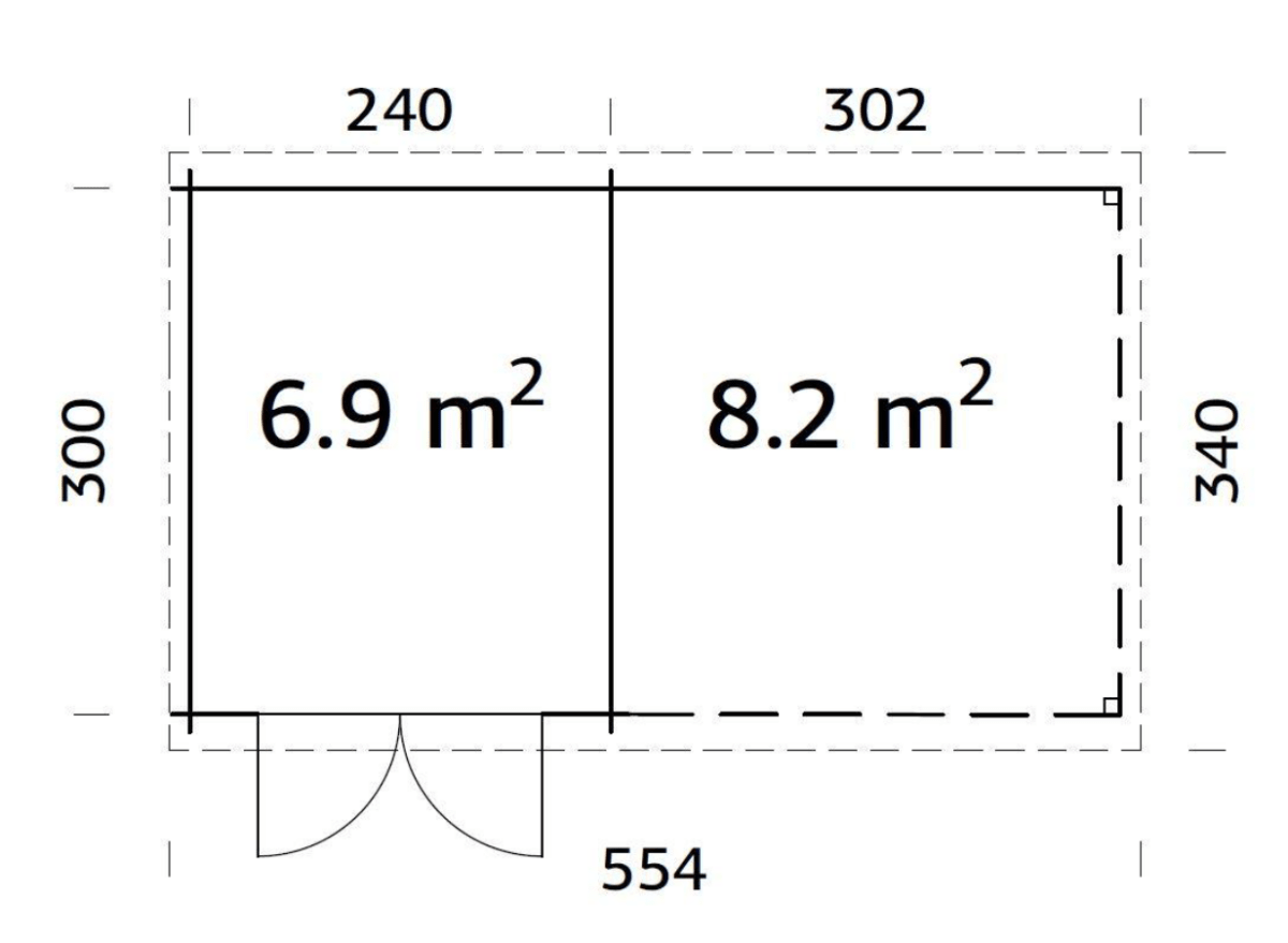 Šķūnis dārzam Elīna 6.9 + 8.2 m² - HOLDORS