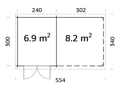 Šķūnis dārzam Elīna 6.9 + 8.2 m² - HOLDORS