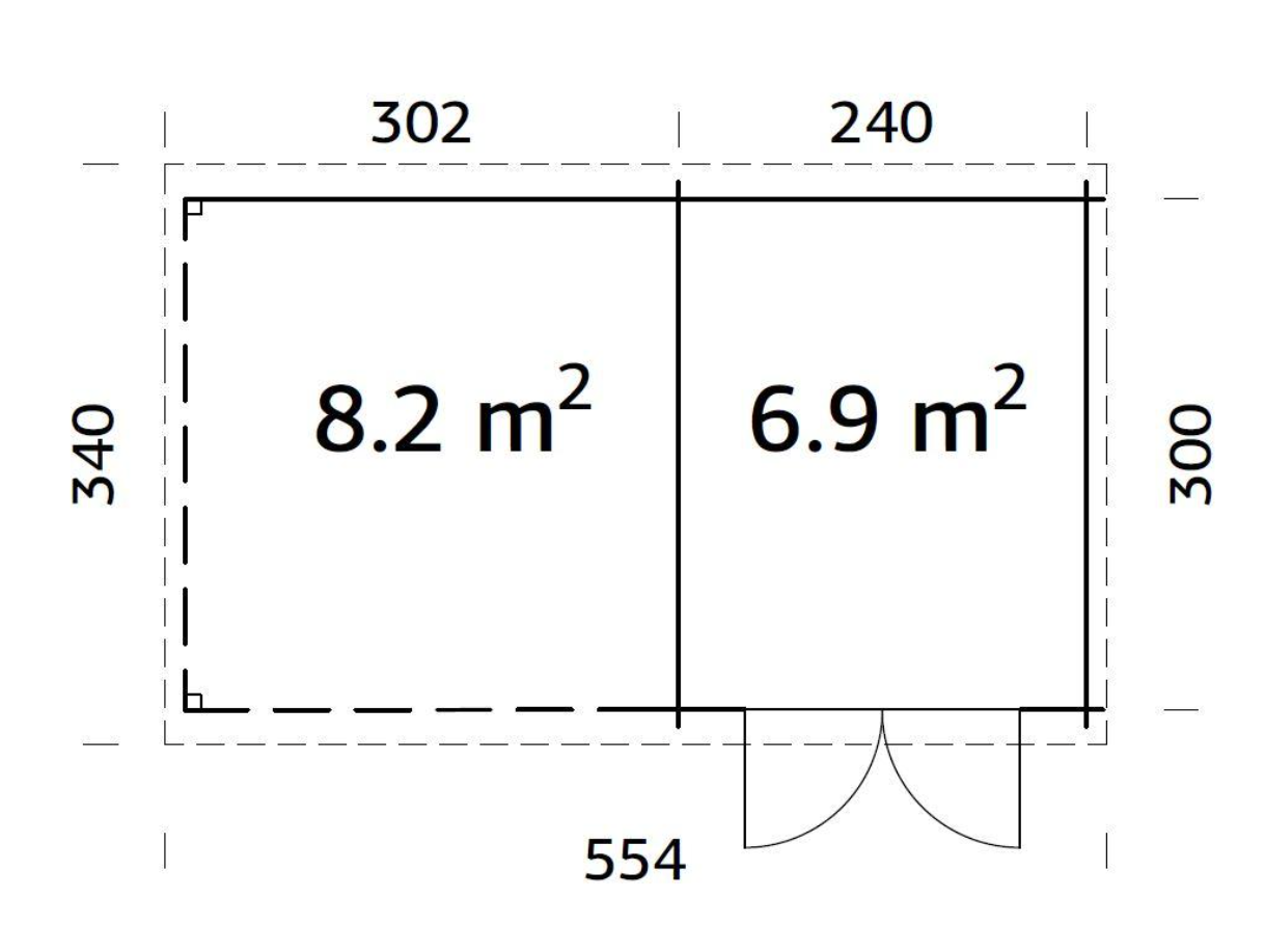 Šķūnis dārzam Elīna 6.9 + 8.2 m²