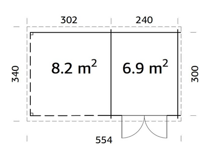 Šķūnis dārzam Elīna 6.9 + 8.2 m²