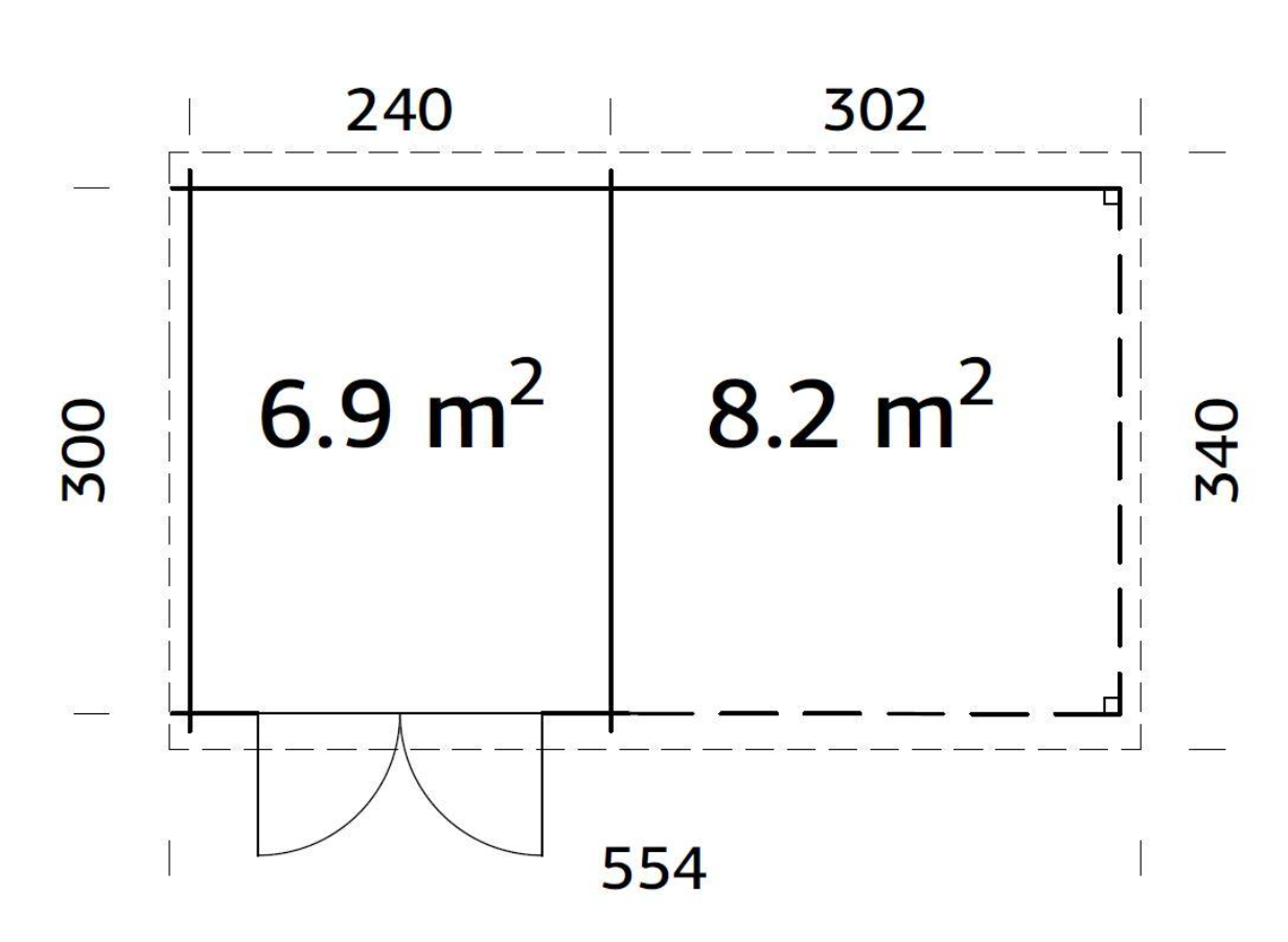 Šķūnis dārzam Elīna 6.9 + 8.2 m²