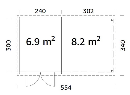 Šķūnis dārzam Elīna 6.9 + 8.2 m²