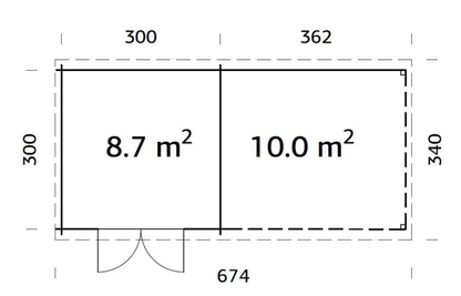 Šķūnis dārzam Elīna 8.7 + 10.0 m² - HOLDORS