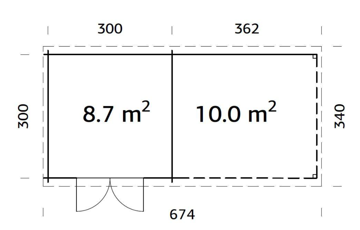 Šķūnis dārzam Elīna 8.7 + 10.0 m²