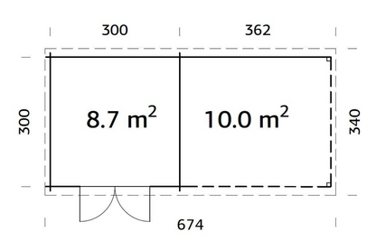 Šķūnis dārzam Elīna 8.7 + 10.0 m²
