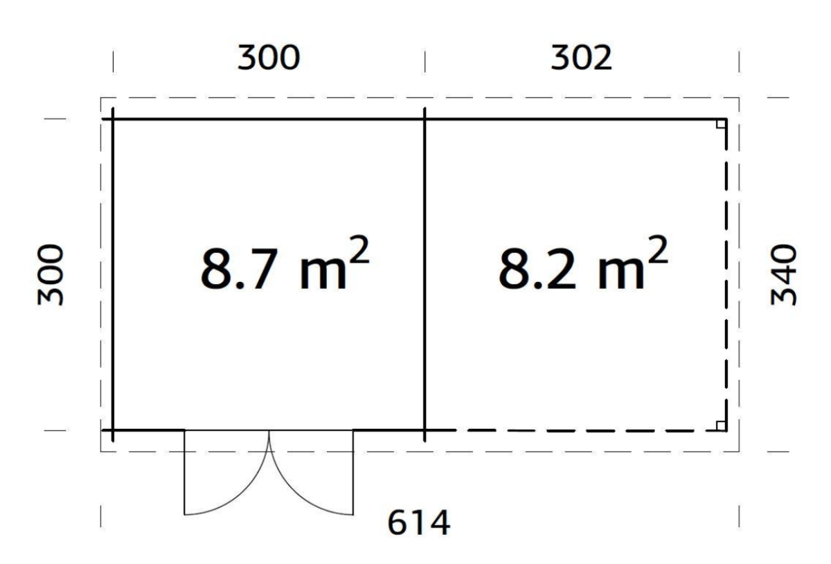 Šķūnis dārzam Elīna 8.7 + 8.2 m² - HOLDORS