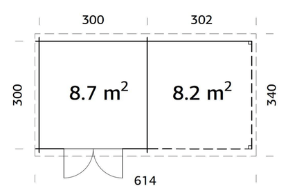 Šķūnis dārzam Elīna 8.7 + 8.2 m² - HOLDORS