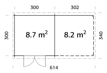 Šķūnis dārzam Elīna 8.7 + 8.2 m²