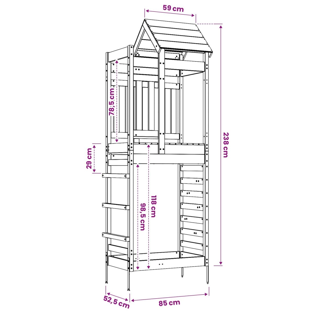 Spēļu Tornis Brūna 52,5 X 85 X 238 Cm Cieta Impregnēta Koksne - HOLDORS