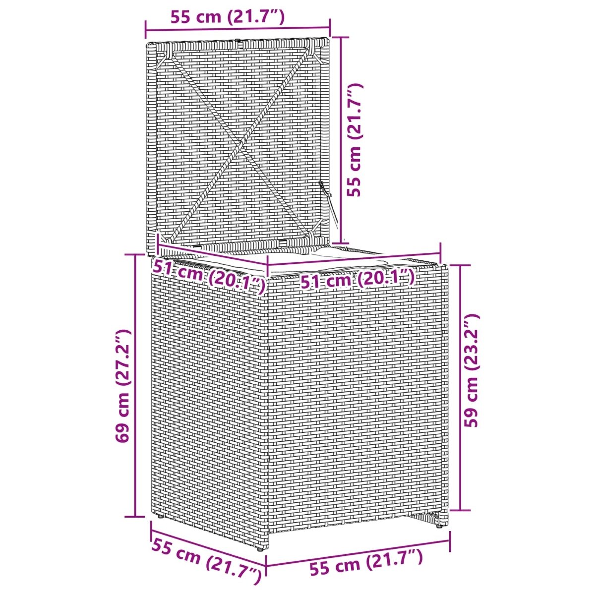 Spilvenu Kaste 55 X 55 X 69 Cm Tērauds - HOLDORS