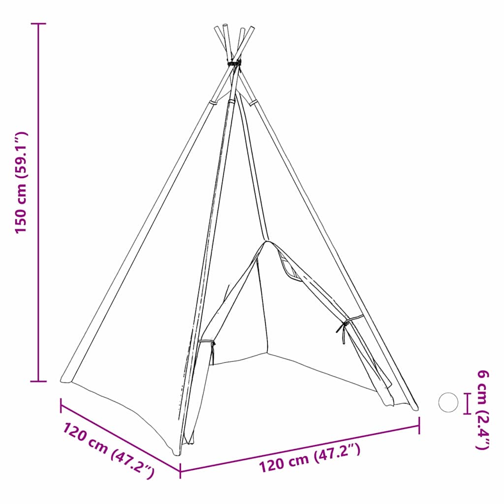 Tīpis Telts Balts 120 X 120 X 150 Cm Audums Un Plastmasa - HOLDORS