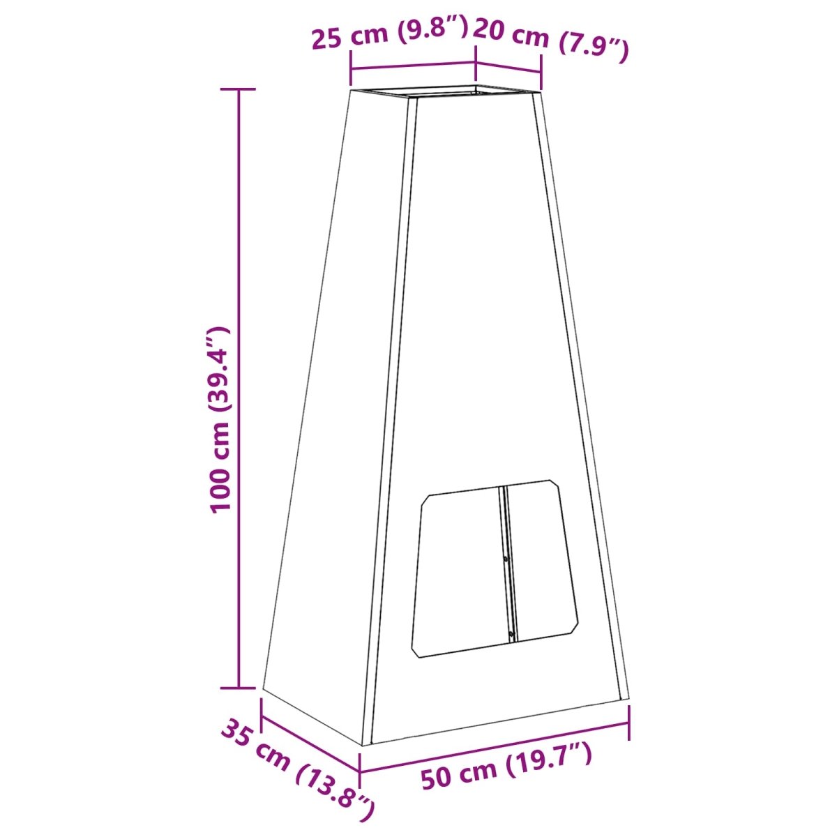 Uguns Bļoda Melns 50 X 35 X 100 Cm Novecināts Tērauds - HOLDORS