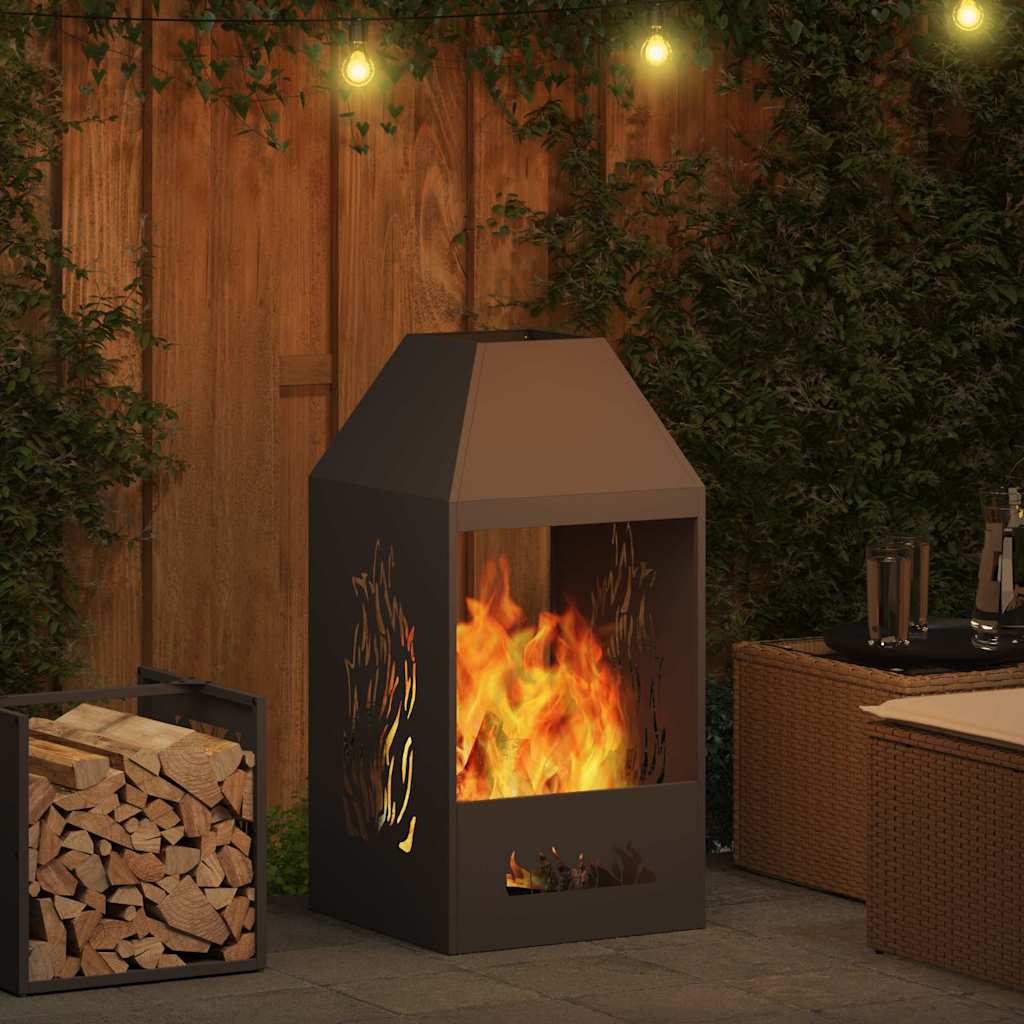 Uguns Bļoda Melns 50 X 50 X 100 Cm Novecināts Tērauds - HOLDORS