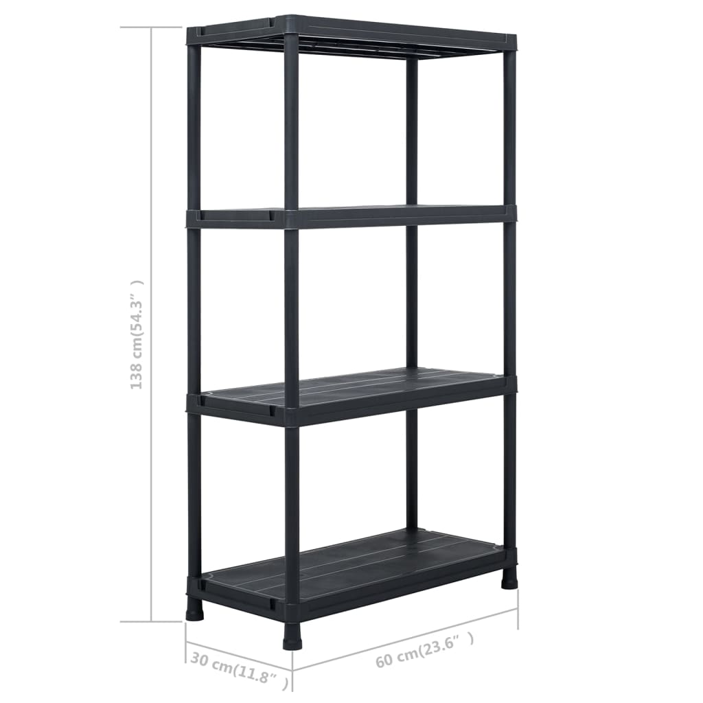 Uzglabāšanas Plaukts, Melns, 100 Kg, , Plastmasa - HOLDORS
