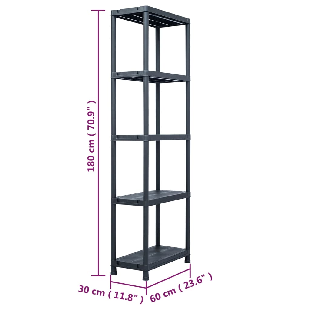 Uzglabāšanas Plaukts, Melns, 125 Kg, , Plastmasa - HOLDORS
