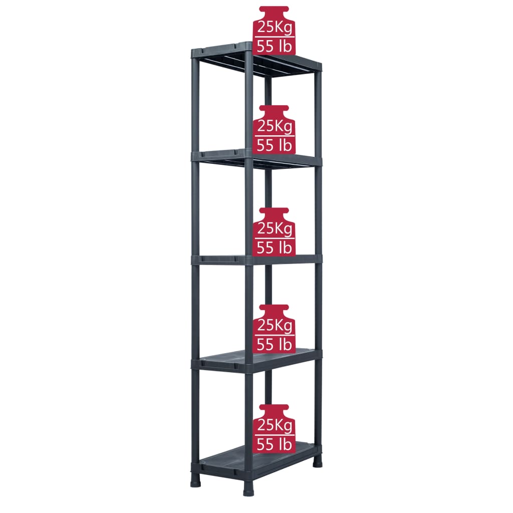 Uzglabāšanas Plaukts, Melns, 125 Kg, , Plastmasa - HOLDORS