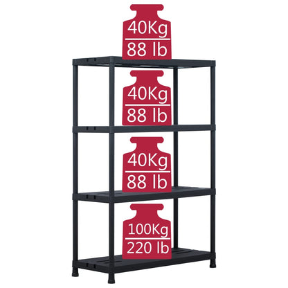 Uzglabāšanas Plaukts, Melns, 220 Kg, , Plastmasa - HOLDORS
