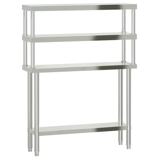 Virtuves Darba Galds Ar Plauktu, 110X30X150 Cm, Tērauds - HOLDORS