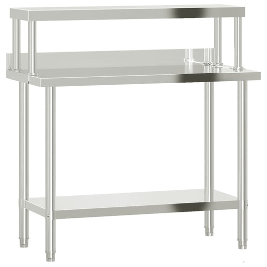Virtuves Darba Galds Ar Plauktu, 110X55X120 Cm, Tērauds - HOLDORS