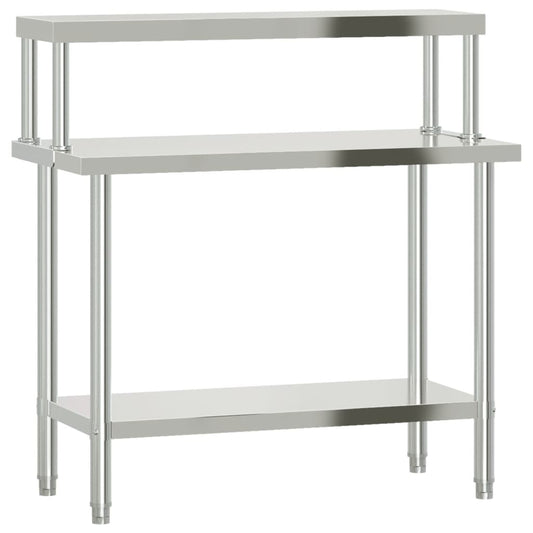 Virtuves Darba Galds Ar Plauktu, 110X55X120 Cm, Tērauds - HOLDORS