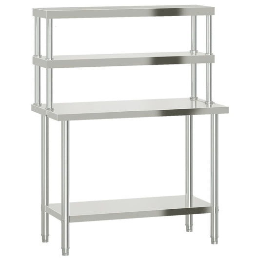 Virtuves Darba Galds Ar Plauktu, 110X55X150 Cm, Tērauds - HOLDORS