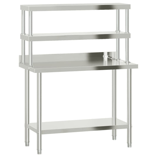 Virtuves Darba Galds Ar Plauktu, 110X55X150 Cm, Tērauds - HOLDORS