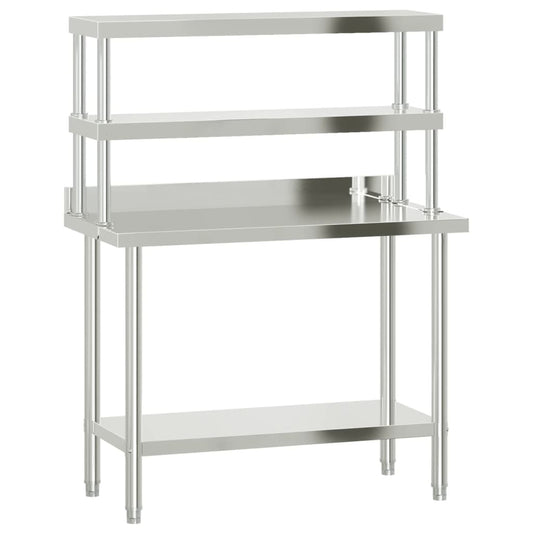 Virtuves Darba Galds Ar Plauktu, 110X55X150 Cm, Tērauds - HOLDORS